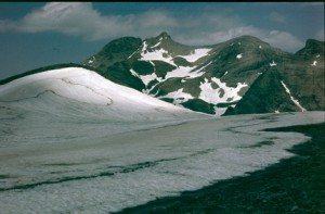 le Pelat (3050m) vu des Garrets (2822m), juillet 1986